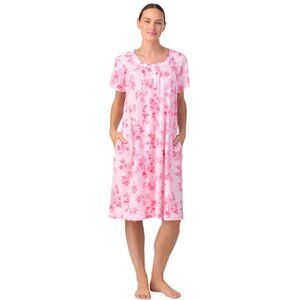 Aria Women's 100% Cotton Raglan Sleeve Smocked Neck Sleepwear 40" Gown, Size 4X